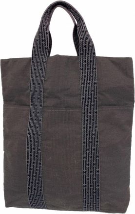 Herm&egrave;s Gray Canvas Tote Bag (Pre-Owned)