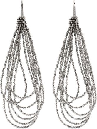 Brunello Cucinelli Monili-chain drop earrings - women - Eco Brass - One Size - Grey