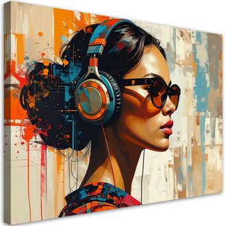 Feeby Impresi&oacute;n De Imagen Mujer Con Auriculares Y Gafas 100x70