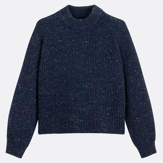 La Redoute Collections Trui met ronde hals van grofgebreide wolmix