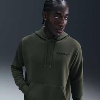 Nike Paris Saint-Germain Club Nike Mens Soccer Fleece Pullover Hoodie in Green | HM2888-325