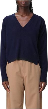 Pinko Pinko, Truien & Vesten, Dames, Blauw, XS, Kasjmier, Cashmere V-Neck Pullover Sweater