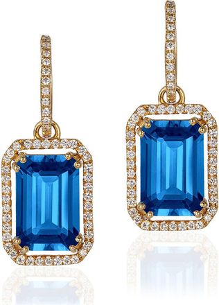 Goshwara Gossip Emerald Cut Drop Earrings in Deep Blue at Nordstrom