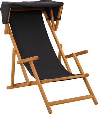 vidaXL Silla De Terraza 3 Posici&oacute;n Madera De Eucalipto Maciza Negro Vidaxl