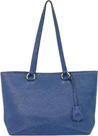 Prada Pre-owned Tote Bags, female, Blue, Size: ONE SIZE Pre-owned Leather Tote Bag