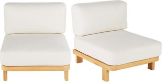 Maisons du monde Set de 2 m&oacute;dulos para sof&aacute; profesionales de exterior de madera de eucalipto y poli&eacute;ster color crudo