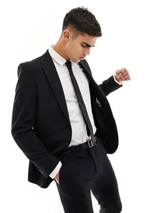 River Island Giacca super skinny nera da abito-Nero