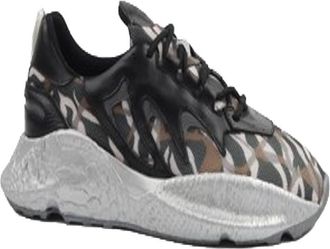 Roberto Cavalli V1per Camouflage-Print Mesh Sneakers, Brand Size 39 ( US Size 6 )