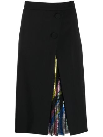 Pucci sequin pleat detail skirt - women - Viscose - 40 - Black