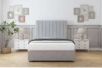 Comfort Beds Tokyo Plush Divan Base No Drawers - 54 Headboard in Silver | Size: Single