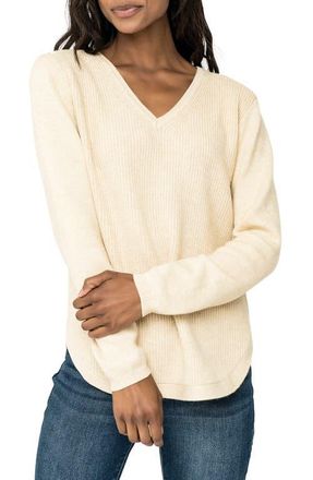 Gibsonlook V-Neck Long Sleeve Rib Sweater in London Fog at Nordstrom, Size X-Small