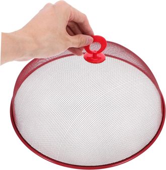 OEM Tapa De Hierro Rojo Para Alimentos Con Asa Ergon&oacute;mica Y Cubierta De Malla Transparente Para Barbacoas, Picnics Y Comidas Al Aire Libre (30 Cm)