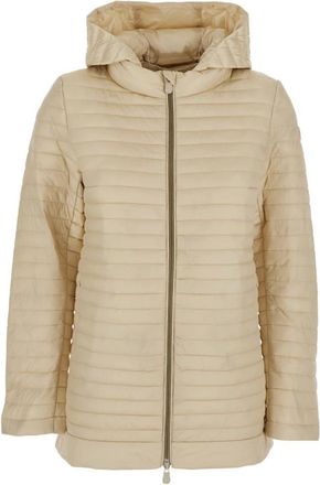 Save The Duck Beige Donsjas met Logopatch - Dames - Winterjassen - Beige - XL - Jassen
