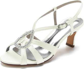 Minitoo Dress Wedding Heels for Women Slingback Strappy Evening Formal Sandals Shoes BR087 Ivory UK 6