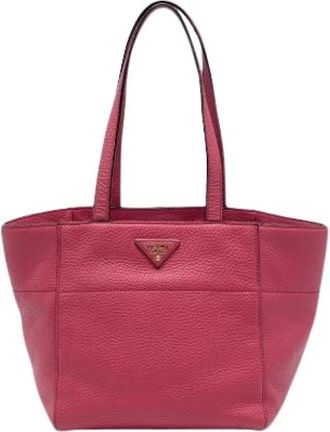 Prada Pre-owned Leren Tote Bag - Dames - Vintage Shopper - Roze - ONE Size - Leer - Vintage