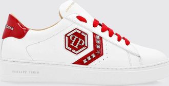 Philipp Plein Smooth Leather Low-Top Sneakers with Studs and Hexagon Logo