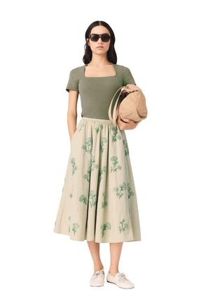 Maje Embroidered technical skirt in Beige at Nordstrom, Size 36 Eu