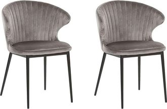 Beliani Set of 2 Dining Chairs AUGUSTA Velvet Grey
