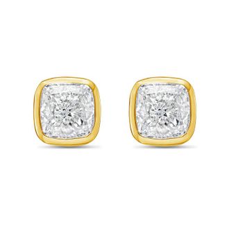 Diana M. Jewels 14KT YELLOW GOLD LAB GROWN CUSHION CUT STUDS IN A BEZEL SETTING WEIGHING 15.00 CTS TW