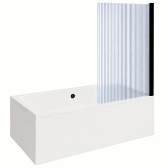 Vitra Ba&ntilde;era Rectangular Vitra Neon De 180x80 Cm + Mampara De Ba&ntilde;o Recta Aurys Raywall, Negro Mate, Perfil Recto + Desag&uuml;e Negro Mate