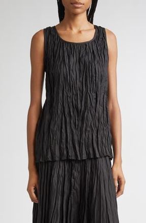 Lafayette 148 New York Scoop Neck Sleeveless Pliss&eacute; Top in Black at Nordstrom Rack, Size Medium