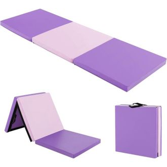 Costway Colchoneta De Gimnasia Plegable 180x60x5cm Estera Suave De Yoga Entrenamiento Fitness (rosado Y Violeta) - Costway
