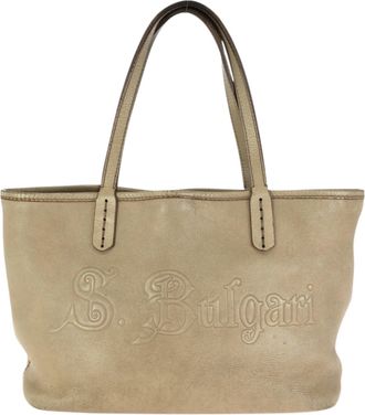 Bulgari Beige Leather Handbag Tote Bag (Pre-Owned)