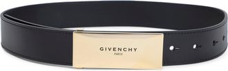 Givenchy Black Metal Plaque Calf Leather Belt-Donna
