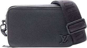 Louis Vuitton Pre-owned Alpha Wearable Wallet Aerogram Leather Shoulder Bag - Heren - Vintage Schoudertas - Zwart - ONE Size - Leer - Vintage