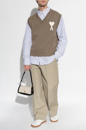 Ami V-neck Vest, Mens, Brown