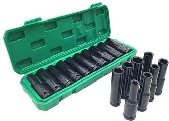 OEM Juego De 10 Piezas De Llaves De Vaso De 1/2 (10 Mm A 24 Mm) Con Cabeza Hexagonal, Para Llave El&eacute;ctrica, Taladro Neum&aacute;tico Y Llaves De Vaso De Impacto