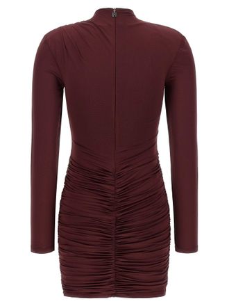 Rotate Draped Minidress Dress - Burgundy