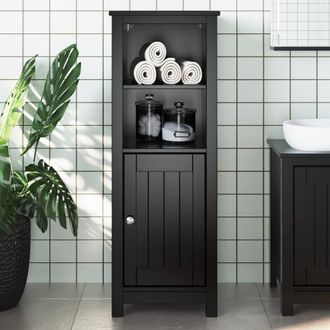 vidaXL Mueble De Ba&ntilde;o Berg Madera Maciza De Pino Negro 40x34x110 Cm Vidaxl