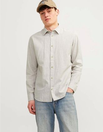 Jack & Jones Jack & Jones Mens Regular Fit Long Sleeve Shirt - Grey - Size: 42/Regular