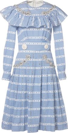 Miu Miu Abito midi a righe 2015 - Blu