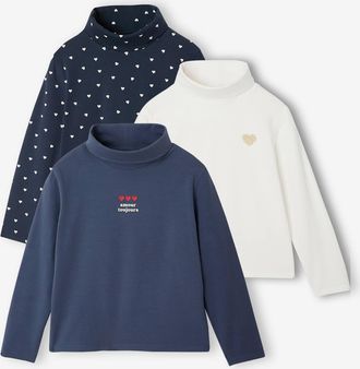 Vertbaudet 3er-Pack M&auml;dchen Rollkragenshirts tinte