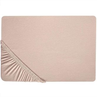 Beliani Beliani - S&aacute;bana De Algod&oacute;n Beige Estampado Liso Cl&aacute;sico Ribete El&aacute;stico 200 X 200 Cm Dormitorio Hofuf