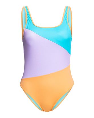 Roxy Badeanzug ROXY Colorblock Party, Damen, Gr. XS, blau (bachelor button), Obermaterial: 87% Nylon, 13% Elasthan;, Badeanz&uuml;ge Badeanzug