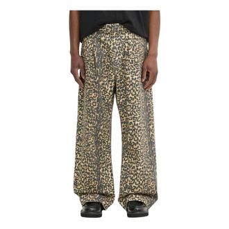 Rhude Leopard Drop-Crotch Wijde Broek - Heren - Wijde Broeken - Veelkleurig - M - Katoen - Broeken