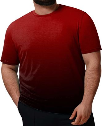 Generic Big and Tall T Shirts for Men Summer Short Sleeve Stylish Gradient Color Casual Shirts Comfy Daily Loose Fit Crew Neck Shirt Basic Breathable Lightwei