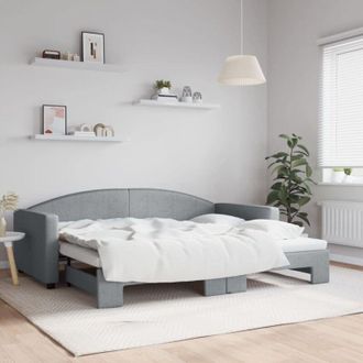 vidaXL Sof&aacute; Cama Nido Tela Gris Claro 90x200 Cm Vidaxl