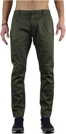 Nine In The Morning Geplooide Chino Broek voor Mannen - Heren - Slim Fit Broeken - Groen - S - Broeken