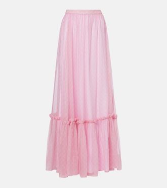 Gucci Falda larga de chif&oacute;n de seda con GG