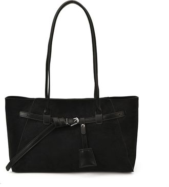 Generic PU Leather Vintage Shoulder Bag Large Capacity Commute Tote Handbag (Black)