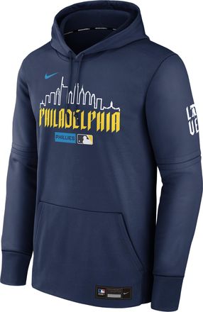 Nike Mens Philadelphia Phillies Authentic Collection City Connect Nike Therma MLB Pullover Hoodie in Blue | NAC3160NPP-HR3