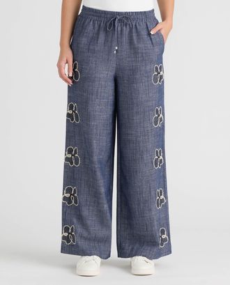 NVLT Womens Pull On Embroidered Trouser