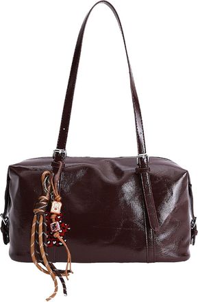 Generic Cymwer Women PU Handbag Large Capacity Bowling Bag for Daily Travel Work (Coffee) (Coffee)