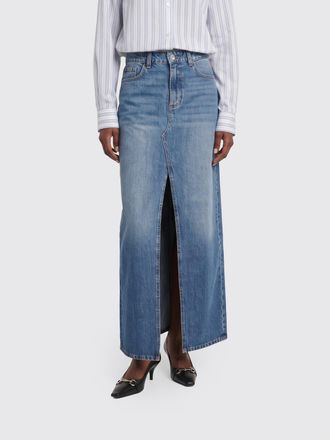 7 For All Mankind High-Waisted Denim Pencil Maxi Skirt with Front Slit