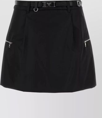 Prada recycled nylon mini a-line skirt