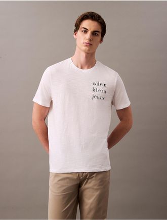 Calvin Klein Jeans Calvin Klein Mens Spaced Logo Graphic Classic T-Shirt - White - 2XL